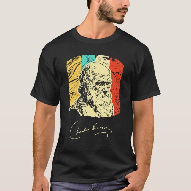 Charles Darwin Naturalist Biologist Scientist Retr T-Shirt (Front)