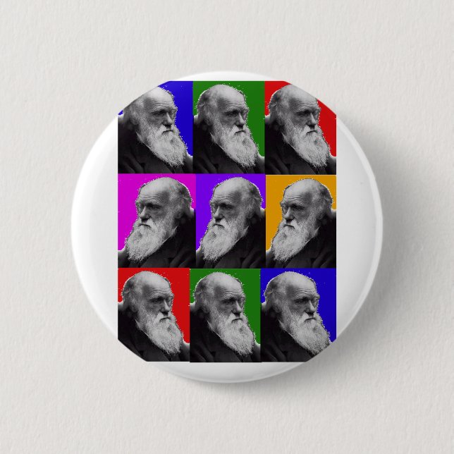 Charles Darwin Pop Art Gifts for All Ages Button (Front)