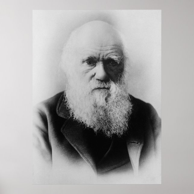 Charles Darwin Portrait by Elliott and Fry Poster (Front)