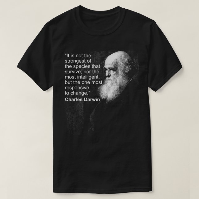 Charles Darwin Portrait quote Evolution Atheist gi T-Shirt (Design Front)