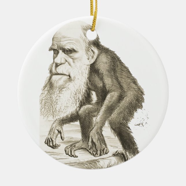 Charles Darwin the Monkey Man Ceramic Ornament (Front)