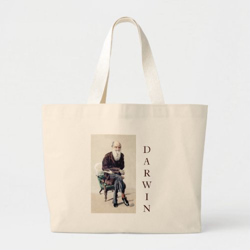 Charles Darwin Vanity Fair Illustration Large Tote Bag