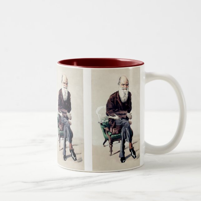 Charles Darwin Vanity Fair Illustration Two-Tone Coffee Mug (Right)