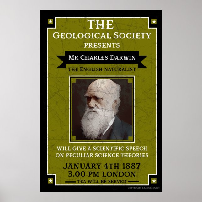 Charles Darwin Vintage Repro Retro Wall Art (Front)