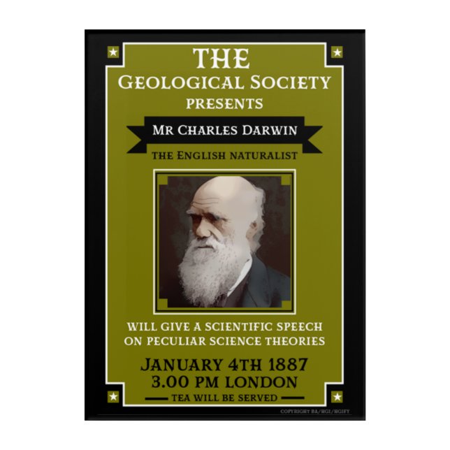 Charles Darwin Vintage Repro Retro Wall Art (Front)