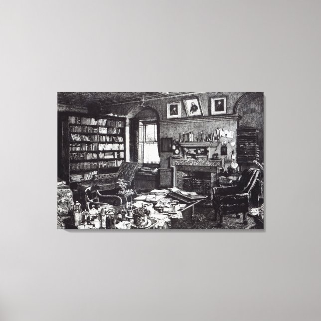 Charles Darwin's study at Down House, 1882 Canvas Print (Front)