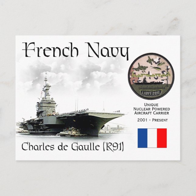 Charles de Gaulle (R91) French Aircraft Carrier Postcard (Front)