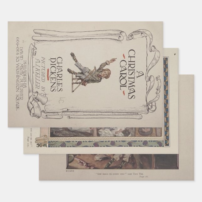 Charles Dickens' A Christmas Carol 1914 Wrapping Paper Sheets (Set)