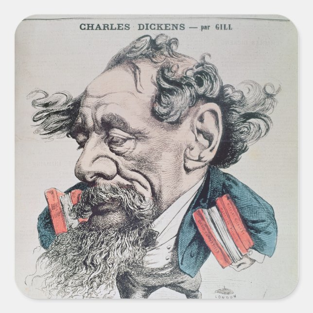 Charles Dickens astride the English Channel Square Sticker (Front)
