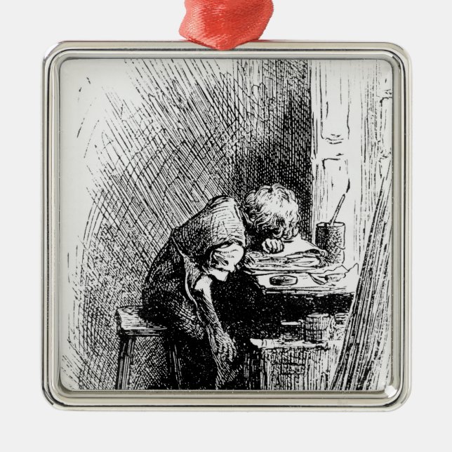Charles Dickens at the Blacking Factory an Metal Ornament (Front)
