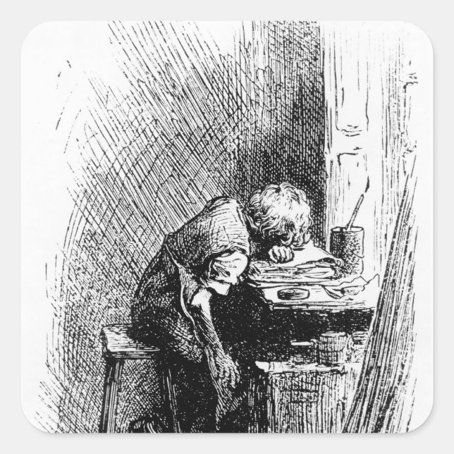 Charles Dickens at the Blacking Factory an Square Sticker (Front)