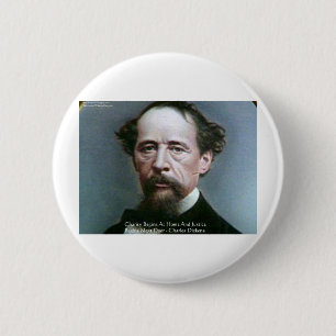 Charles Dickens "Charity @Home" Quote Gifts Pinback Button