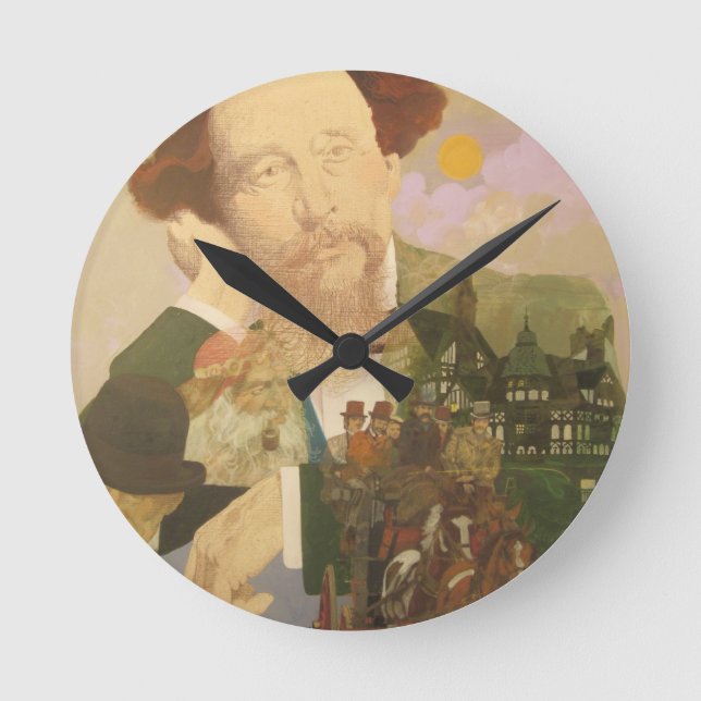 Charles Dickens, English Author Round Clock (Front)