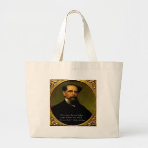 Charles Dickens & Heartfelt Quote Large Tote Bag