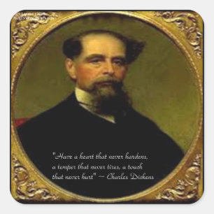 Charles Dickens & Heartfelt Quote Square Sticker