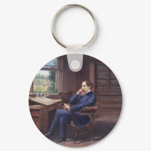 Charles Dickens in His Study Keychain