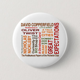 Charles Dickens Novels Pinback Button