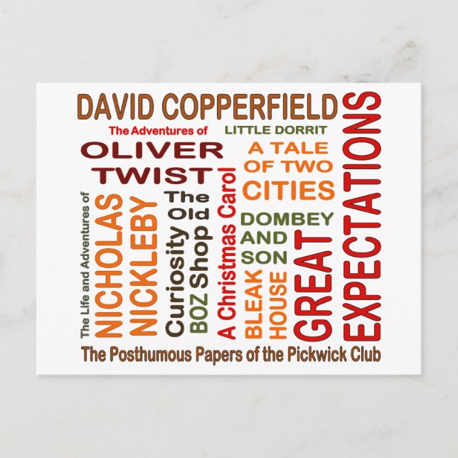Charles Dickens Novels Postcard (Front)