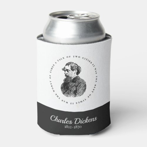 Charles Dickens Portrait and Quote Can Cooler