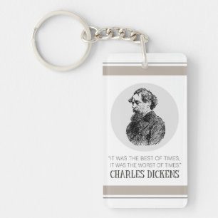 Charles Dickens Portrait and Quote Keychain
