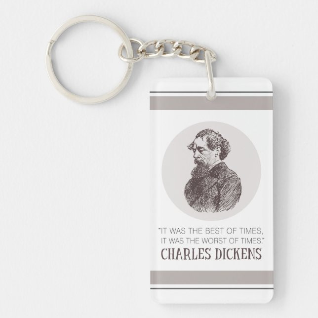Charles Dickens Portrait and Quote Keychain (Front)