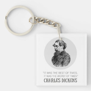 Charles Dickens Portrait and Quote Keychain