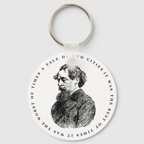Charles Dickens Portrait and Quote Keychain