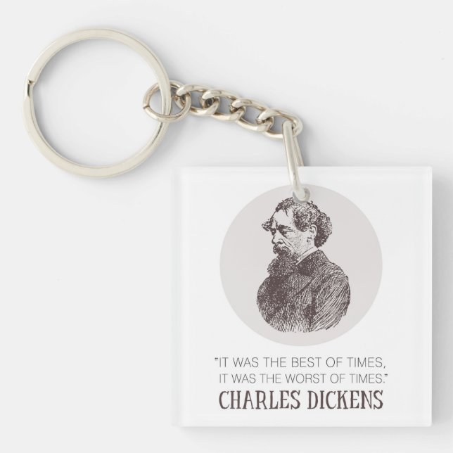 Charles Dickens Portrait and Quote Keychain (Front)
