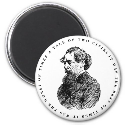 Charles Dickens Portrait and Quote Magnet
