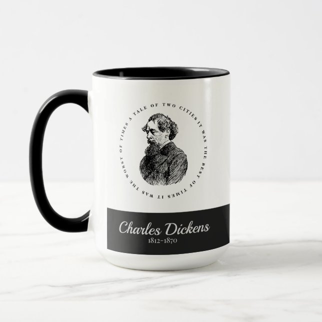 Charles Dickens Portrait and Quote Mug (Left)