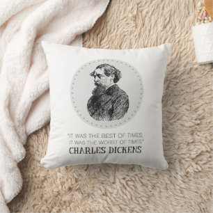 Charles Dickens Portrait and Quote Throw Pillow