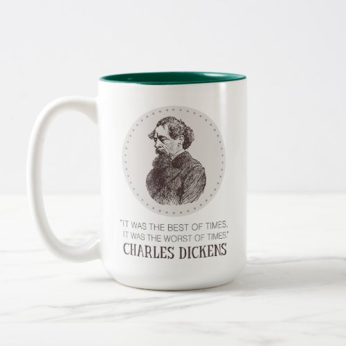 Charles Dickens Portrait and Quote Two_Tone Coffee Mug