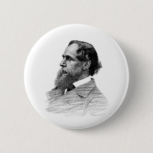 Charles Dickens Profile Button (Front)