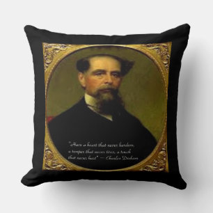 Charles Dickens & Quote Cotton Throw Pillow