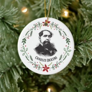 Charles Dickens Victorian Author Portrait Vintage Ceramic Ornament