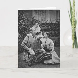 Charles Dickens with two of his daughters Card