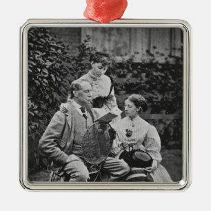 Charles Dickens with two of his daughters Metal Ornament