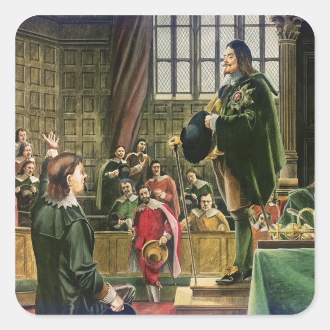 Charles I in the House of Commons Square Sticker (Front)
