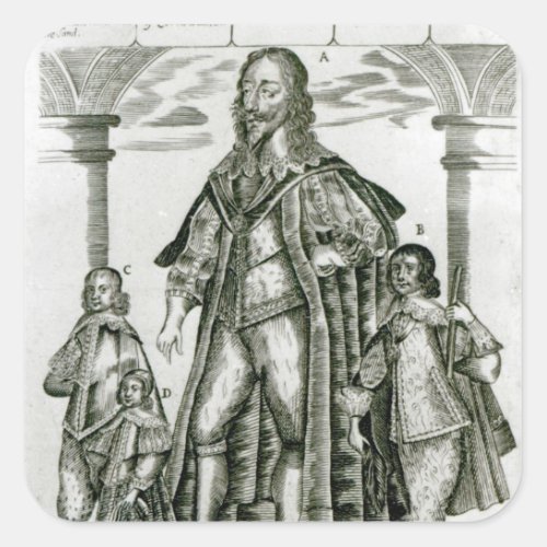 Charles I with his Children Square Sticker