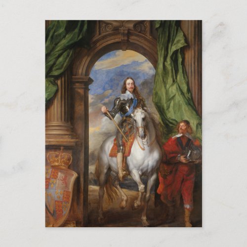Charles I with M de St Antoine by Anthony van Dyck Postcard