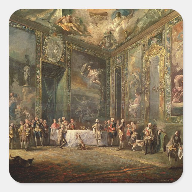 Charles III  de Borbon, lunching Before his Square Sticker (Front)