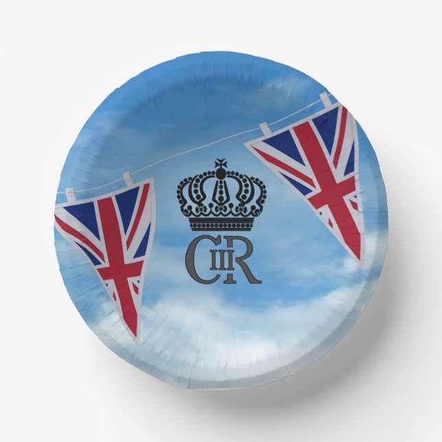 Charles III paper plate - street party/coronation Paper Bowls (Front)