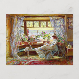Charles James Lewis Painting of a Woman Reading Postcard