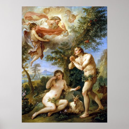 Charles_Joseph Natoire The Rebuke of Adam and Eve Poster