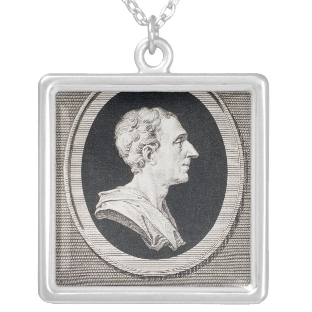 Charles Louis de Secondat, Baron de Montesquieu Silver Plated Necklace (Front)