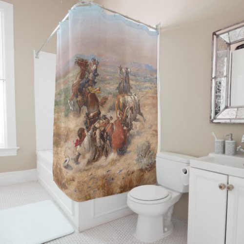 Charles M Russell  The Strenuous Life Shower Curtain