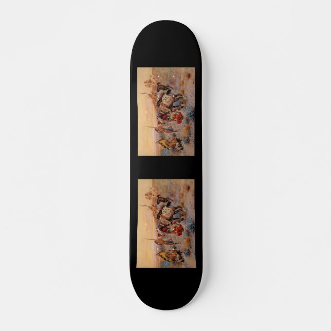 Charles M. Russell's First Wagon Tracks (1908) Skateboard Deck (Front)