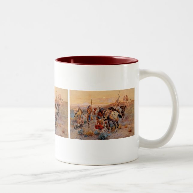 Charles M. Russell's First Wagon Tracks (1908) Two-Tone Coffee Mug (Right)