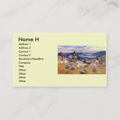 Charles M. Russell's Loops and Swift Horses (1916) Business Card Template