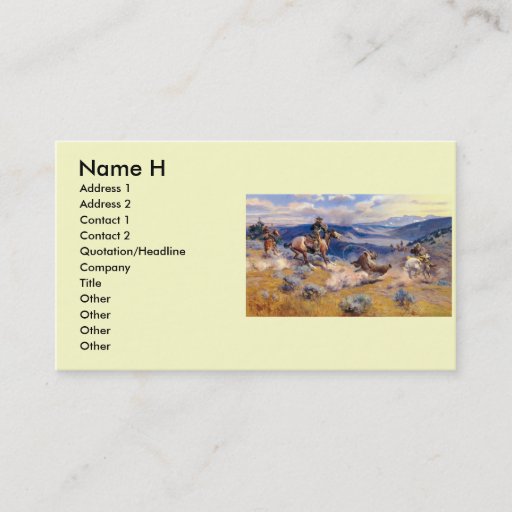 Customizable Charles M. Russell's Loops and Swift Horses (1916) Business Card Template